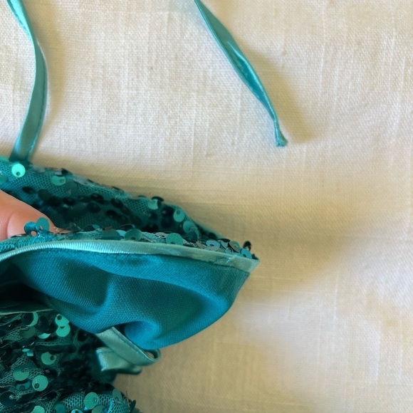 Glowing Praise Teal Blue Sequin Lace-Up Maxi Dress - Picture 9 of 12